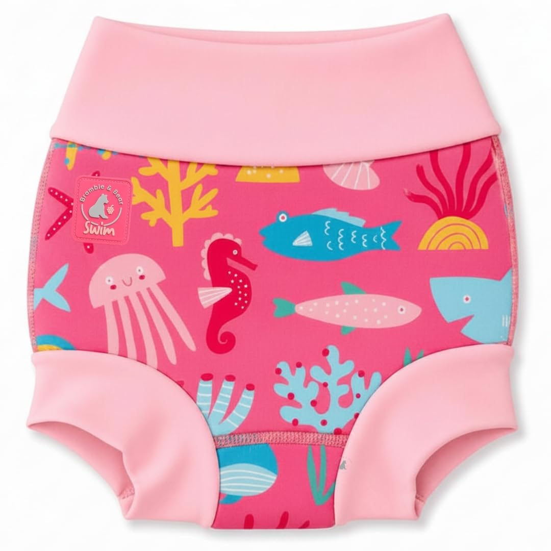Reusable Baby Swim Nappy, Soft & Leakproof, 6-12 Months | Washable swimming nappies with a secure seal, soft flexible fabric and no restrictive elastic. 97% recycled polyester, 6-12 Months