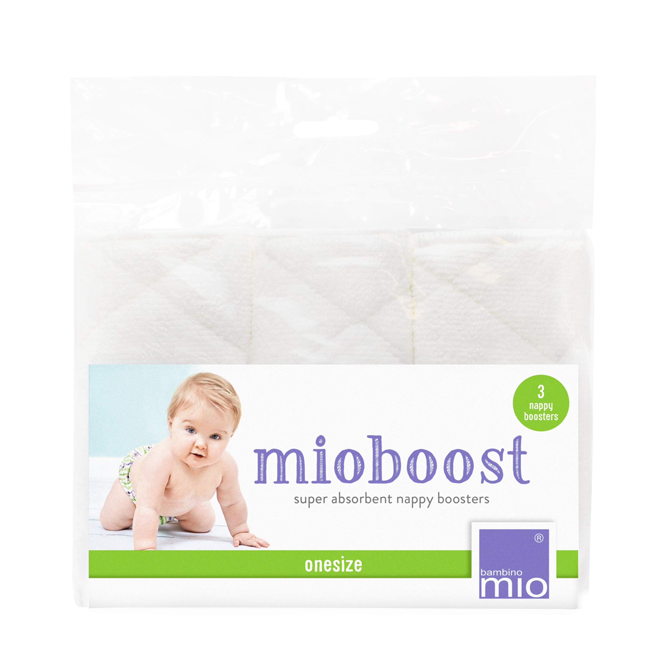 Bambino Mio, Mioboost Classic Flat Nappy Insert to Maximise Absorbency, White, (3 Pack of 2), 3 pack of 2, One Size