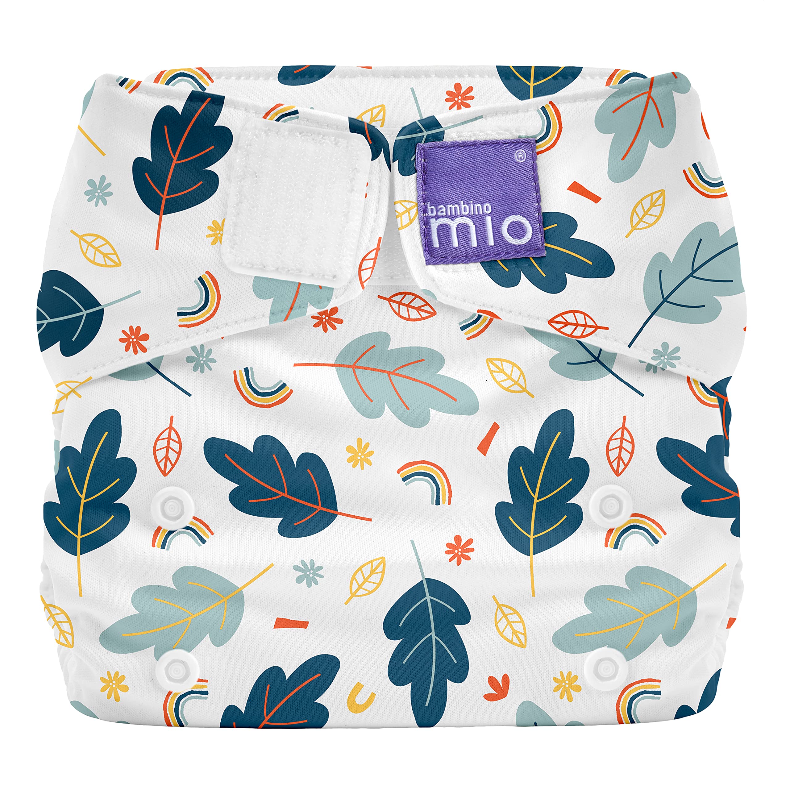 Bambino Mio, Miosolo Classic All-in-One Reusable Nappy, Eco Chemical Free Nappy (Little Leaves, One Size), little leaves, One Size (birth to potty)