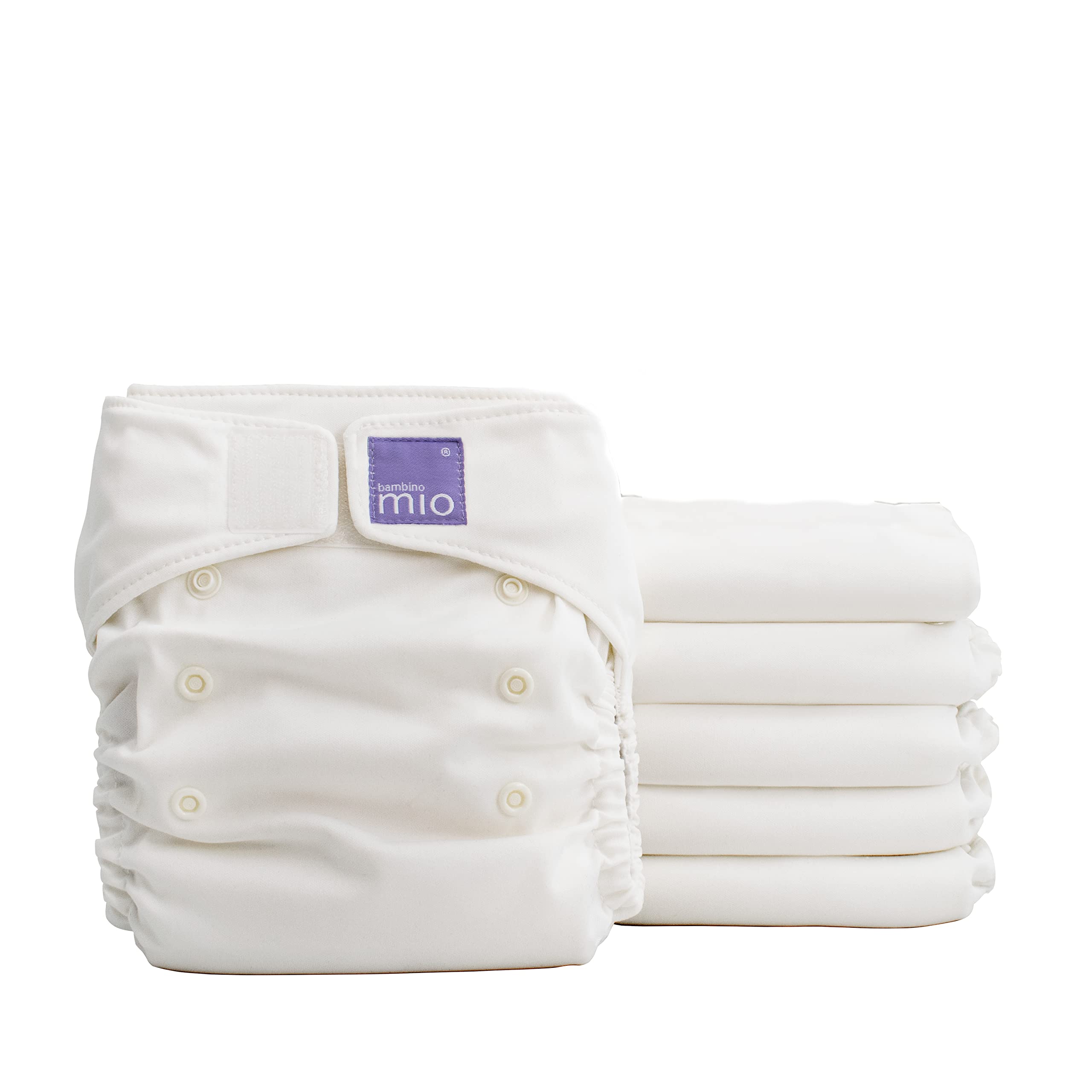Bambino Mio, Washable Miosolo Classic Nappies, Reusable Cloth Nappies Set (Marshmallow) Baby and Toddler, marshmallow, One Size