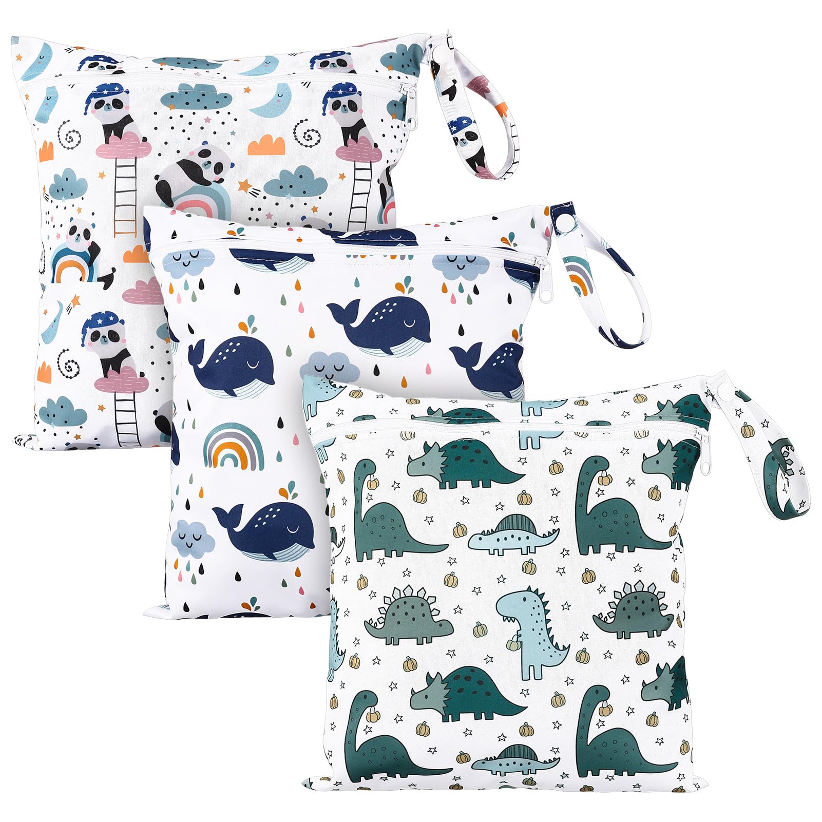GSrenyu 3 Pcs Wet Bag Waterproof Wet Dry Bags, Reusable Nappy Bag Organiser, One Size