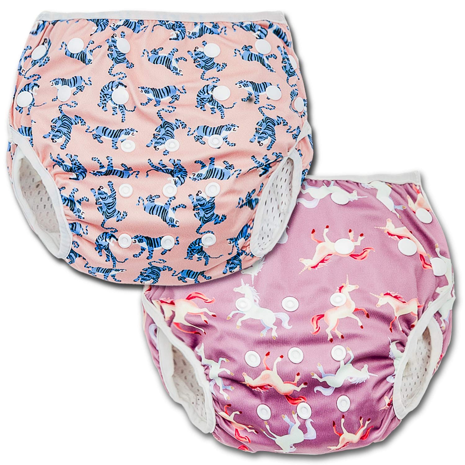 Joyo roy Reusable Swim Nappies 2PACK Swimming Nappy for Baby Girl Adjustable and Washable Baby Swimming Nappies, One Size