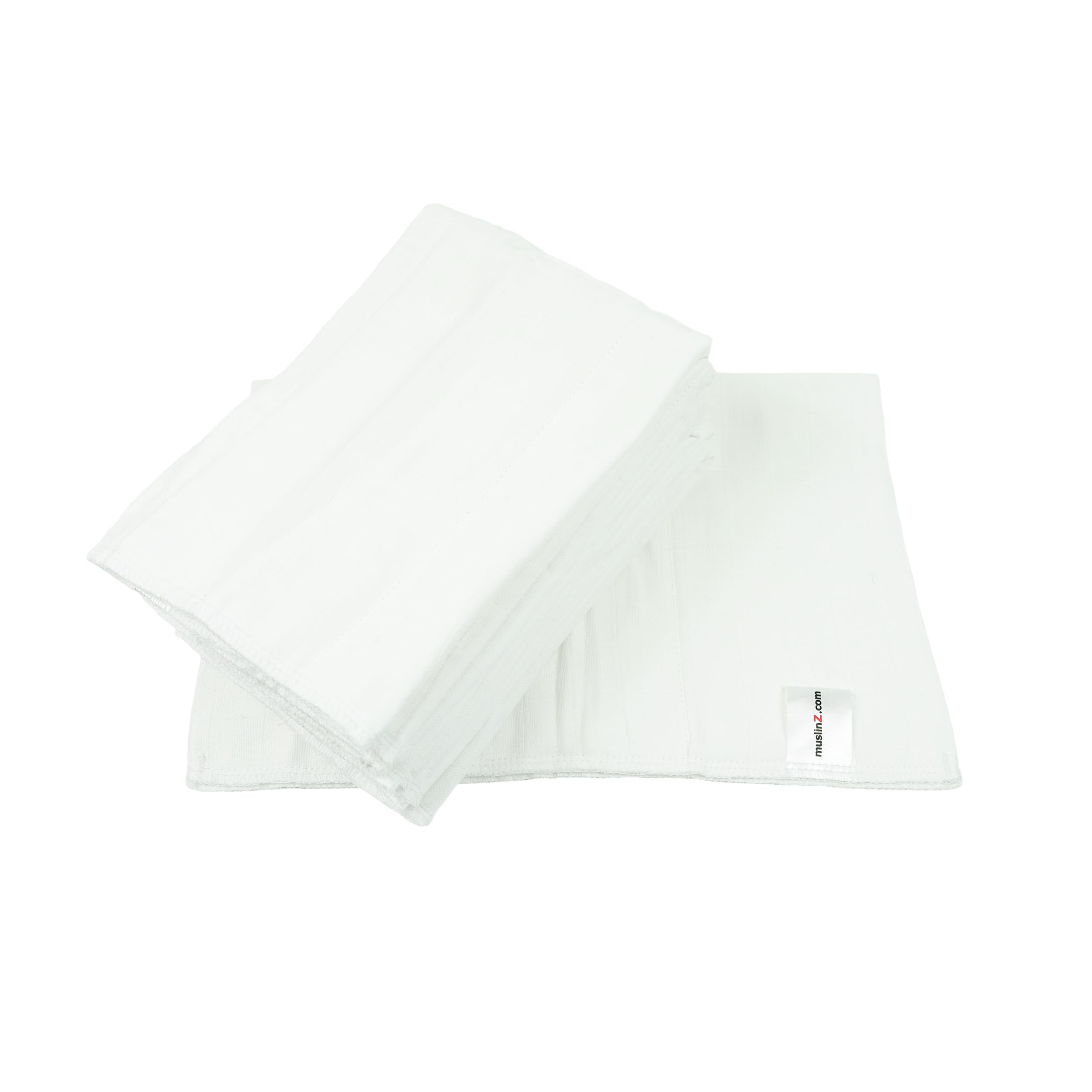 MuslinZ 6 Pack Prefold Cloth Nappies White Cotton Muslin Cloth Diaper Baby Reusable Nappy (Size 2), Size 2