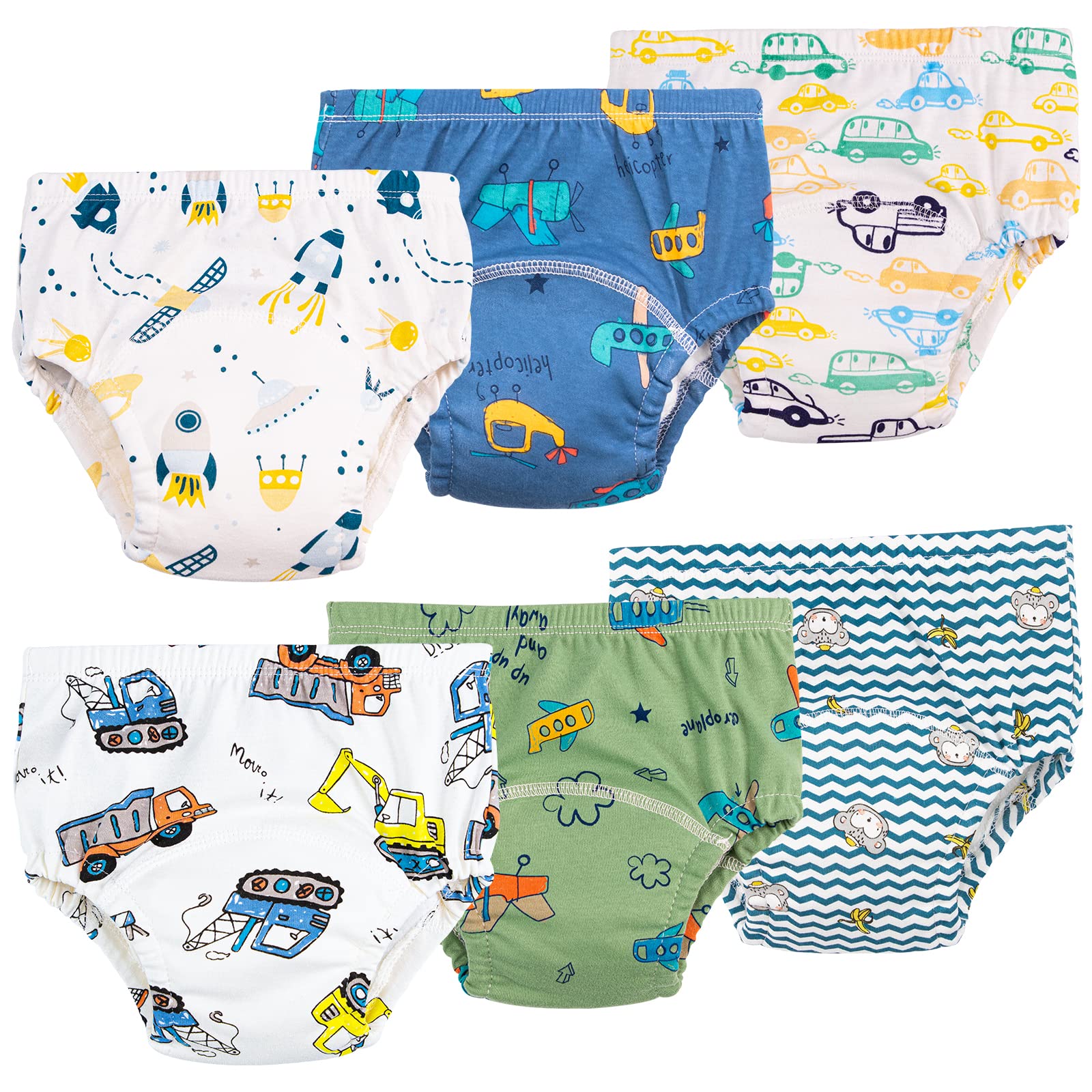 Potty Training Pants for Boys Girls, 6 Packs Reusable Baby Toddler Training Pants Soft Washable, 2-6 Years, 2-6 Years