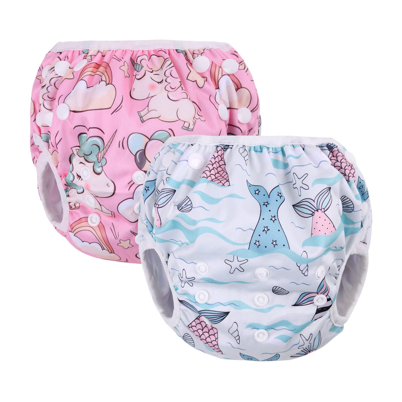 Vicloon 2 x Reusable Washable and Adjustable Anti-Leak Waterproof Diapers for Baby Girls and Boys (Pink+Blue), pink+blue, One Size