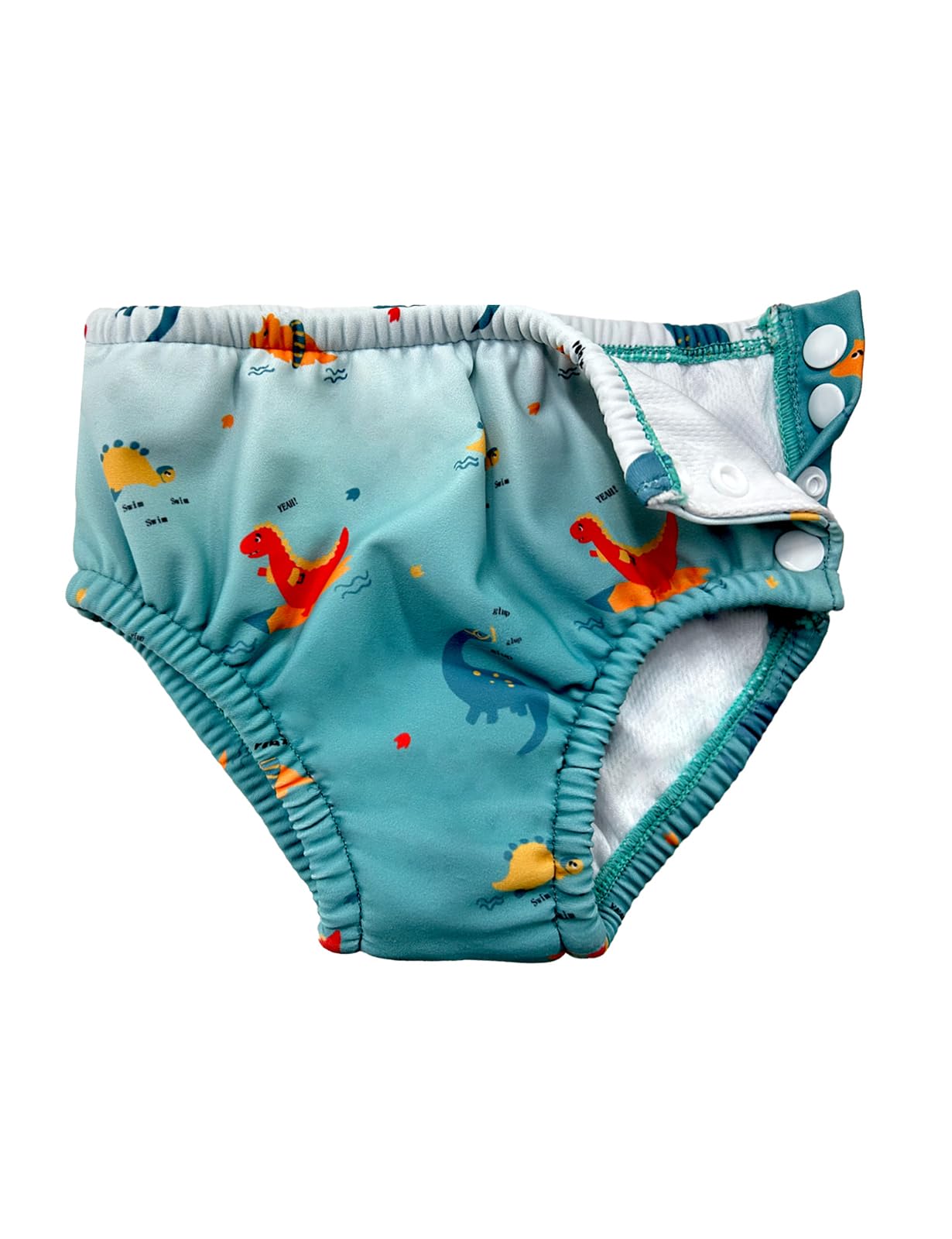 weVSwe Baby Boy Reusable Swim Nappy Newborn Washable Swimming Diaper Cover UV Protection Adjustable Snap Green Dinosaurs 12-18 Months, 12-18 Months
